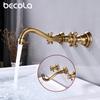 BECOLA Двухрычажный смеситель для ванной комнаты с тремя отверстиями, античная бронза, аксессуары для улучшения дома, латунный смеситель для ванной комнаты, вращение на 360 градусов