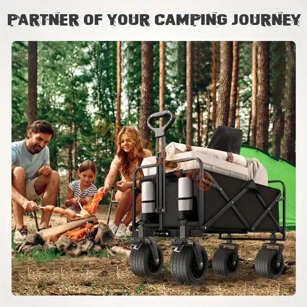 Складная складная тележка для пляжа, универсальная, прочная, большой вместимости, складная тележка для улицы, переносная тележка для кемпинга в саду