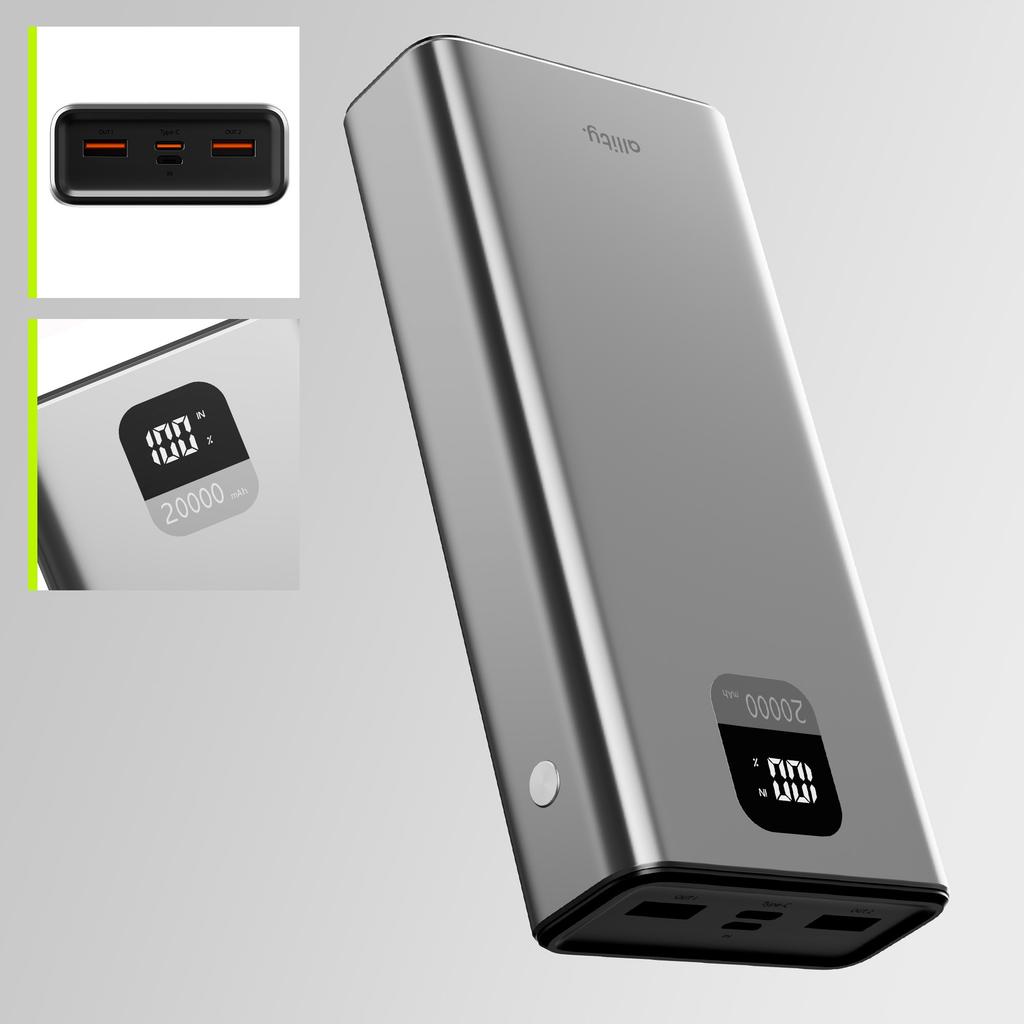 Powerbank Pd Qc 22.5W 20000 Mah Allity Apb-100 Gray 1 Pc