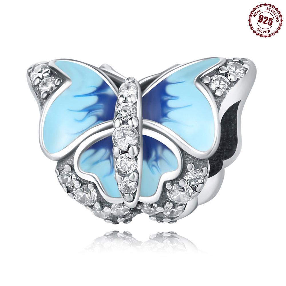 S925 sterling silver pendant accessories beaded bee butterfly original European and American style DIY bracelet