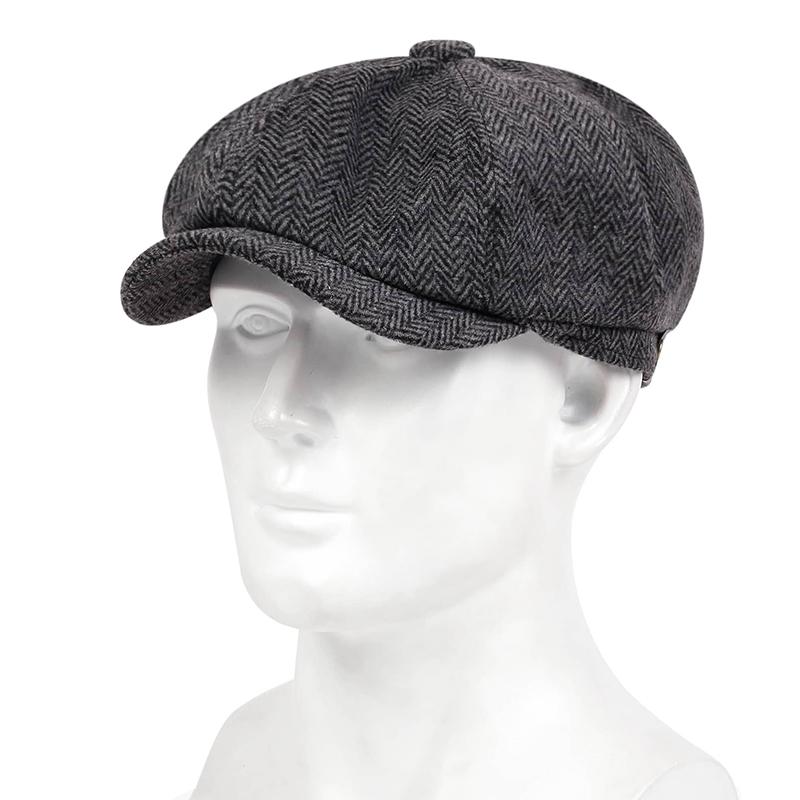 Fashion Newsboy Hat Men Herringbone Flat Top Caps Women British Gatsby Cap Autumn Winter Wool Beret Hat Painter Hats