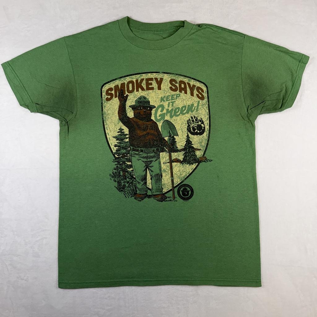 Мужская зеленая футболка Smokey Bear, размер M, Keep It Green, винтажная, классическая, комфортная, унисекс