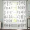 Tropical Succulents Tulle Curtains Living Room Kitchen Chiffon Curtain Bedroom Balcony Sheer Curtain Fashion Home Decor