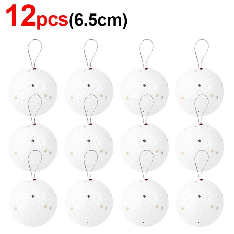 24/6 шт. белых пенопластовых рождественских шаров, подвесная подвеска для елки 4/6/8 см, снежные украшения для новогодней свадебной вечеринки, украшения для дома