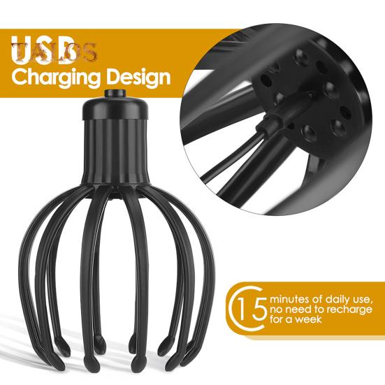 Электрический массажер для головы Octopus, массаж головы, 3 режима вибрации, портативный перезаряжаемый дизайн, массажер для кожи головы, инструмент для массажа