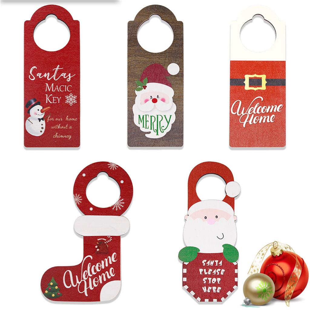 Festive Christmas Door Decoration Ornament Santa Gift Door Wall Hanging Ornament Christmas Tree Hanging Decors