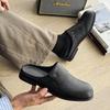 Fashion New Leather Mules Shoes Men's Half Shoes for Man Luxury Brand Slippers Men Designer Casual Shoes Breathable Slip On Footwear