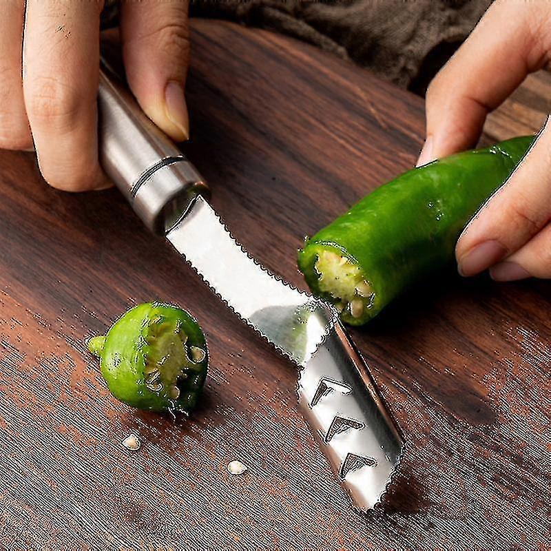 Pepper Corer Stainless Steel Serrated Seed Remover Kitchen Tools With Hanging Hole1pcs - RiRi