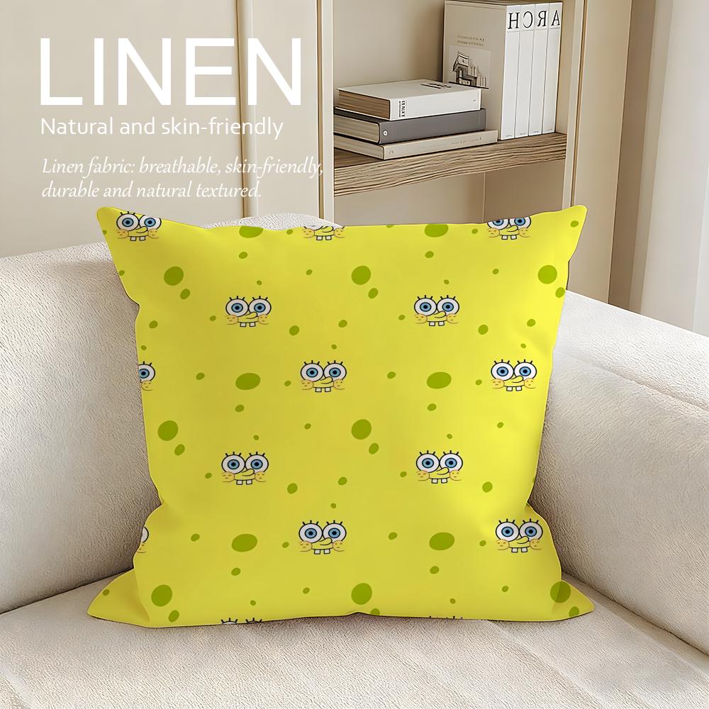Милый желтый губчатый парень Наволочка Наволочка Набор Шт x x Дышащая Моющаяся Наволочка для Подушки Дивана