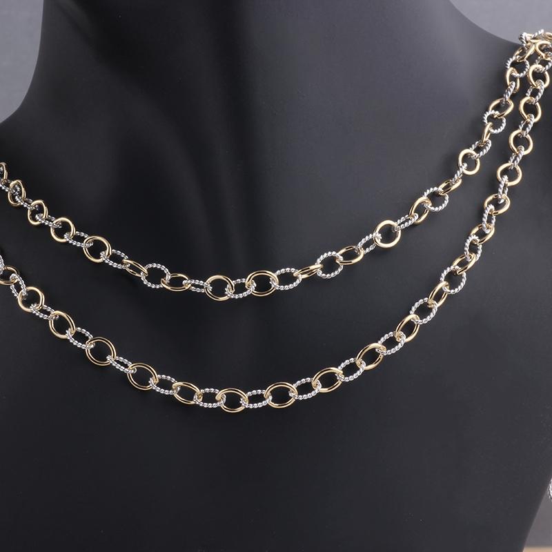 Тонкая однотонная цепочка из золота 14K Gold Filled + крученая цепочка из серебра S925, двухцветная цепочка из смешанного металла для изготовления ожерелий, браслетов, бижутерии своими руками