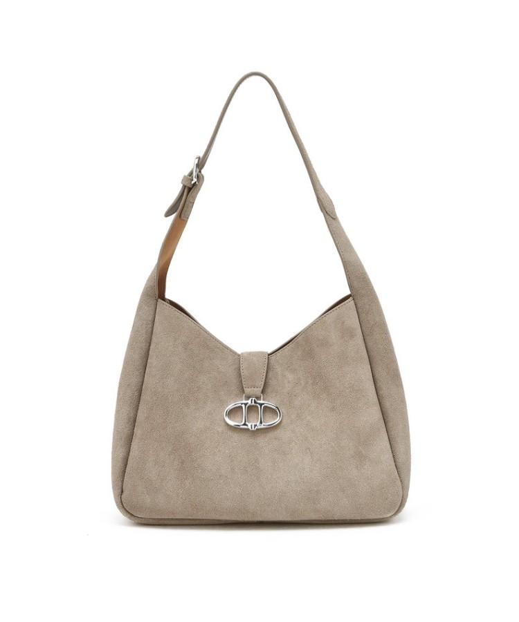 Athe Vanessabruno [Maron] Beige Suede Marron Hobo Bag M (Silver Hardware) Aaba6E418I3