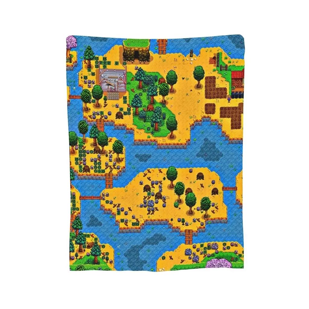 Одеяла с картой города Stardew Valley, мягкое теплое фланелевое одеяло, постельное белье для кровати, гостиной, пикника, путешествия, домашний диван