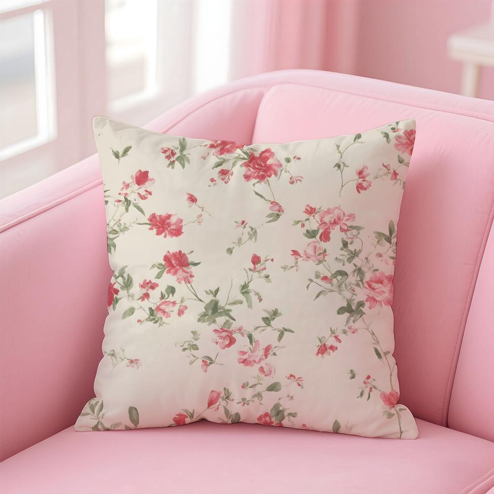 Fresh Flowers Elegant And Beautiful Simple Cushion Cover Linen Pillowcase Cover Soft Decor for Sofa Home Room