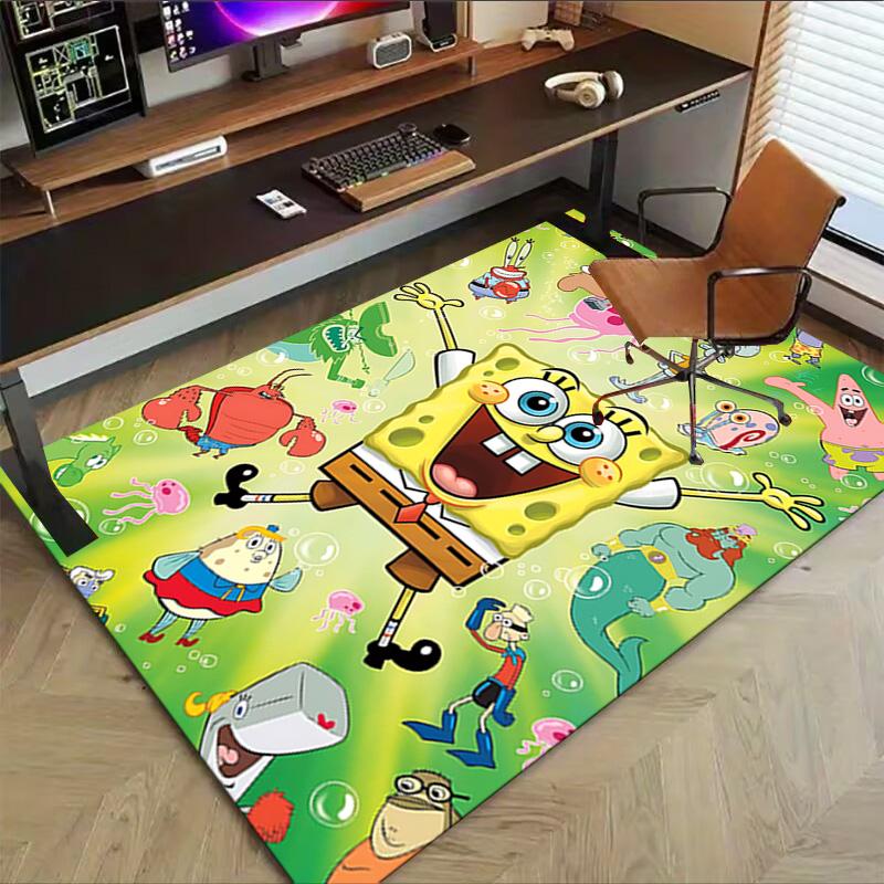 1pc Spongebob Squarepants Adventure Carpet for Playroom Bedroom Living Room Sofa Home Decor,kids Game Area Rug Non-slip Floor Mat Y7296