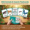 Wildlife Insect Word Flashcards 48Pcs Double-Sided Laminated Point-Reading Early Education Tool for Kids