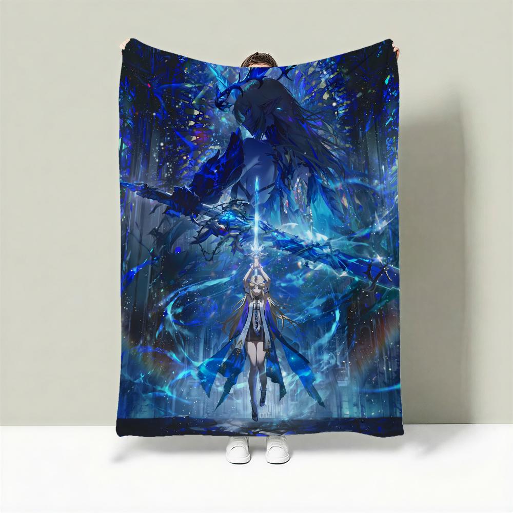 Game W-Wuthering Waves Throw Lightweight 240g Flannel Blanket Soft Skin-friendly for Summer Cooling