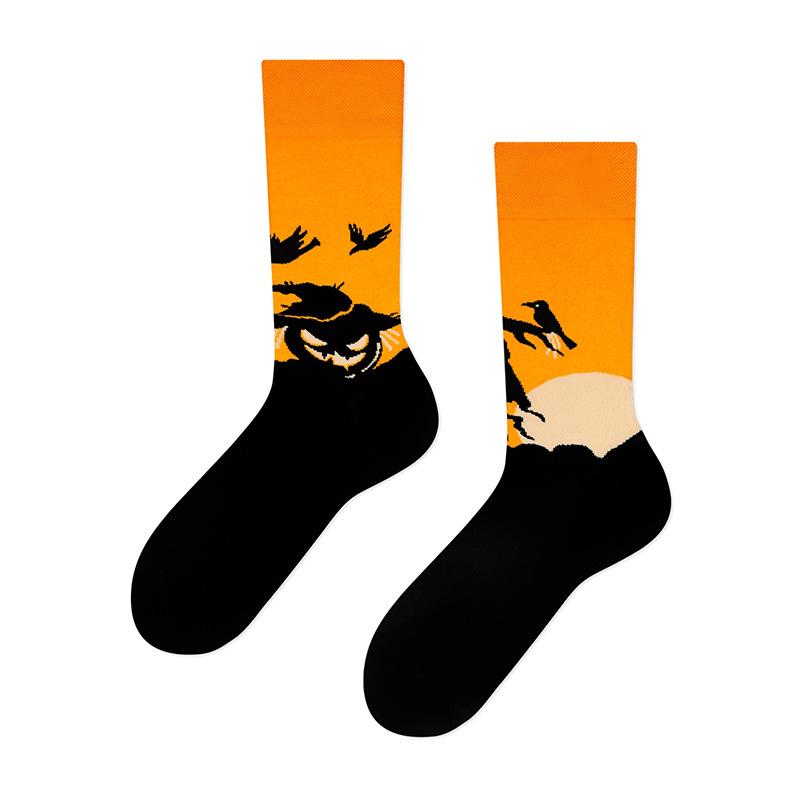Creative and Fun Cartoon AB Trendy Asymmetric Mandarin Duck Men's and Women's Cotton Socks Medium High Socks
