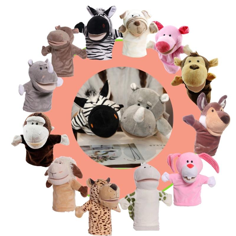 Набор пальчиковых кукол-животных для интерактивного рассказывания историй с волком, кроликом, обезьяной и крокодилом