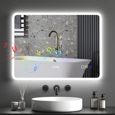 Зеркало для ванной комнаты со светодиодной подсветкой 80x60 см с Bluetooth 3 цвета освещения Функция защиты от запотевания Функция памяти IP44