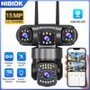 NIBIOK ThreeLens WIFI Camera HD 15MP Outdoor Waterproof Security Camera Mobile Tracking Two-Way Intercom PTZ V380 PRO Camera