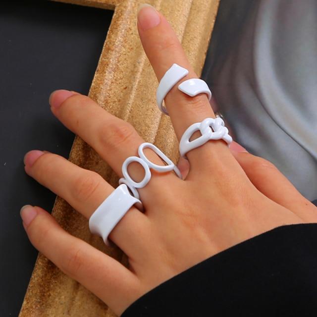 17KM Rainbow Color Resin Acrylic Rings Set For Women Couples 2021 New Colorful Flower Heart Rings Travel Gifts Jewelry