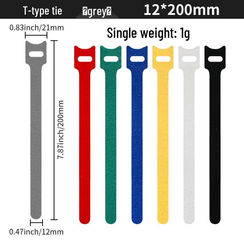 T-Type Magic Tape Cable Ties for Earphones, Data Cables, Organizers, and Network Cables with Back-to-Back Adhesive Straps.