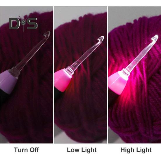 1 Set Light-up Crochet Hook Kit with Storage Case USB Rechargeable 2.5 MM To 6.5MM 9 Sizes DIY LED Lighted Crochet Hook Crocheting Knitting