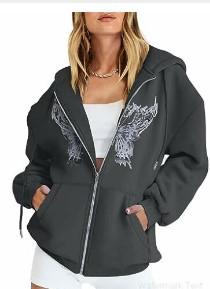 European and American popular zipper sweater, new retro butterfly hoodie men's and women's coat top