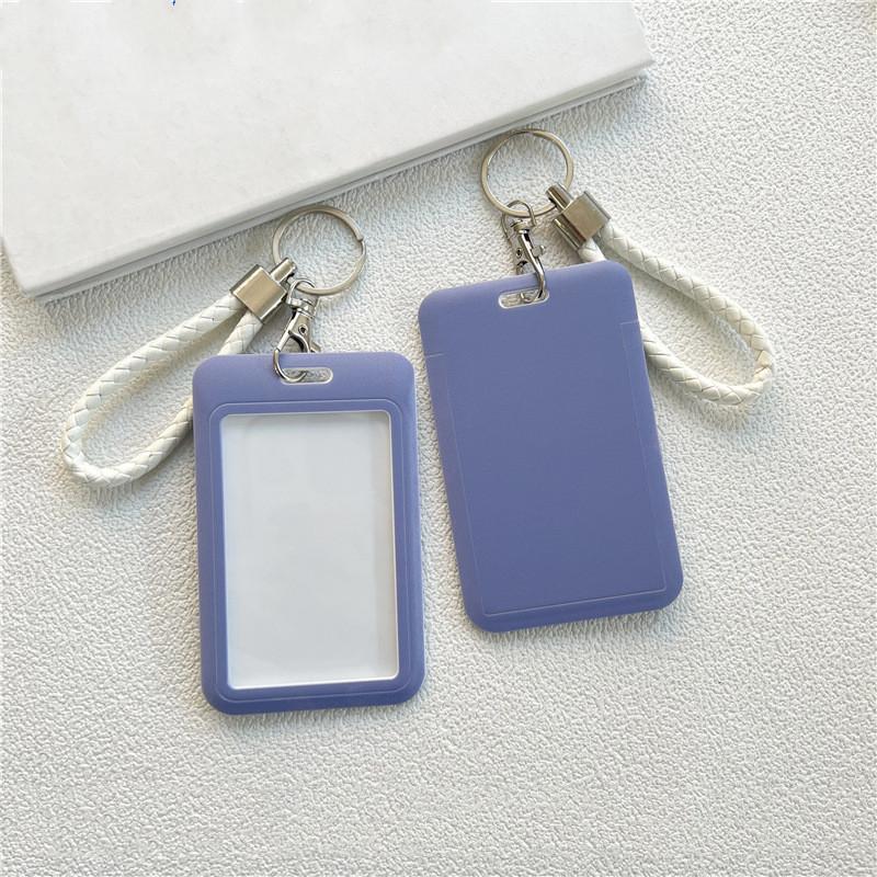 Ins Solid Color ID Card Holder Student Bus Card Case Badge Cards Cover Women Credit Card Holder with Hand Rope Lanyard