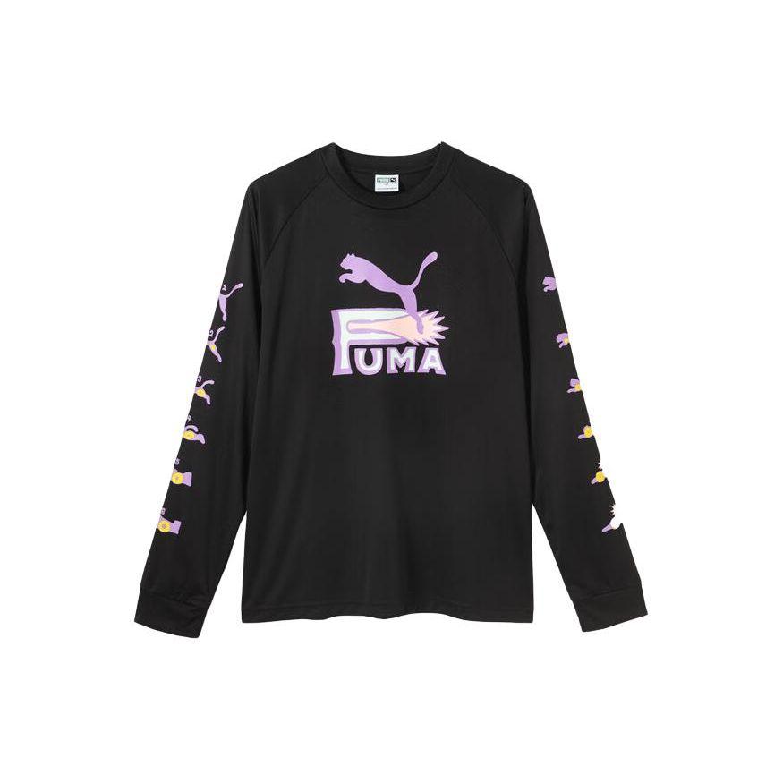 Puma Футболки с графическим принтом Racing Print, футболка с круглым вырезом и длинным рукавом, топы унисекс, черный цвет 631504-01