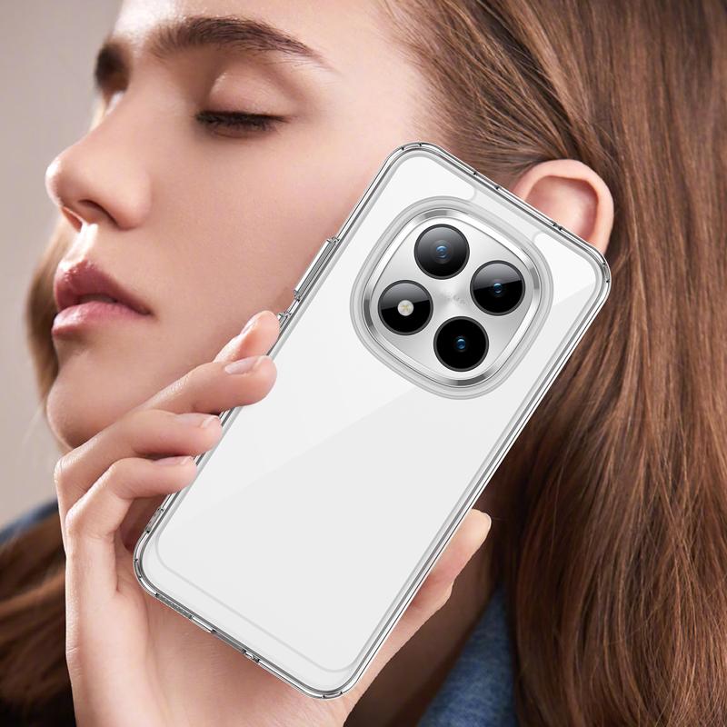 Чехол для Xiaomi Redmi Note 15 4G 5G 15 Pro Plus Прозрачная жесткая задняя панель из поликарбоната + Мягкий ТПУ бампер Защита объектива камеры Прозрачная крышка