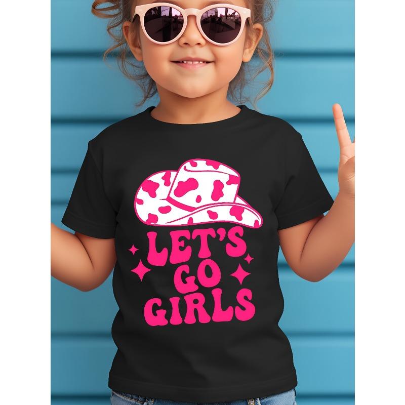 European sizes YBY Girls "Let's Go Girls" Letter Print Hat Fashionable Trendy Novelty T-Shirt