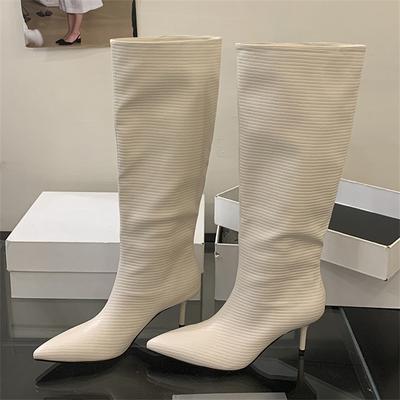 Модные Eilyken Осень Зима Уличный Стиль Тонкий Высокий Каблук Острый Носок Женские Сапоги до Колена Элегантная Вечеринка Выпускной Женская Обувь