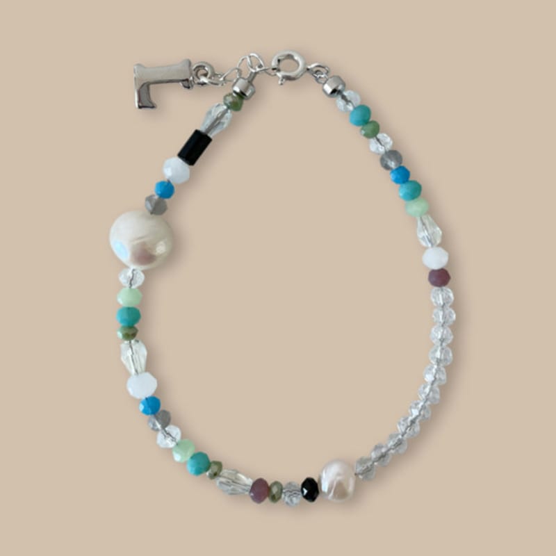 OOA blue sand bracelet initial bracelet