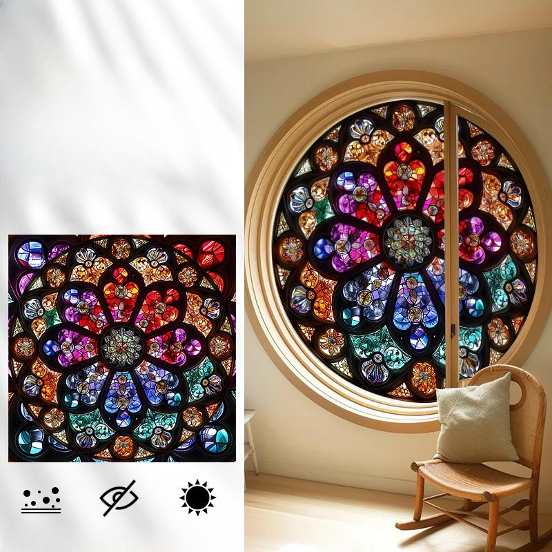 Self-adhesive European Vintage Stained Glass Film Window Anti-peeping Window Sticker Stained Glass Window Film Frosted / Etched