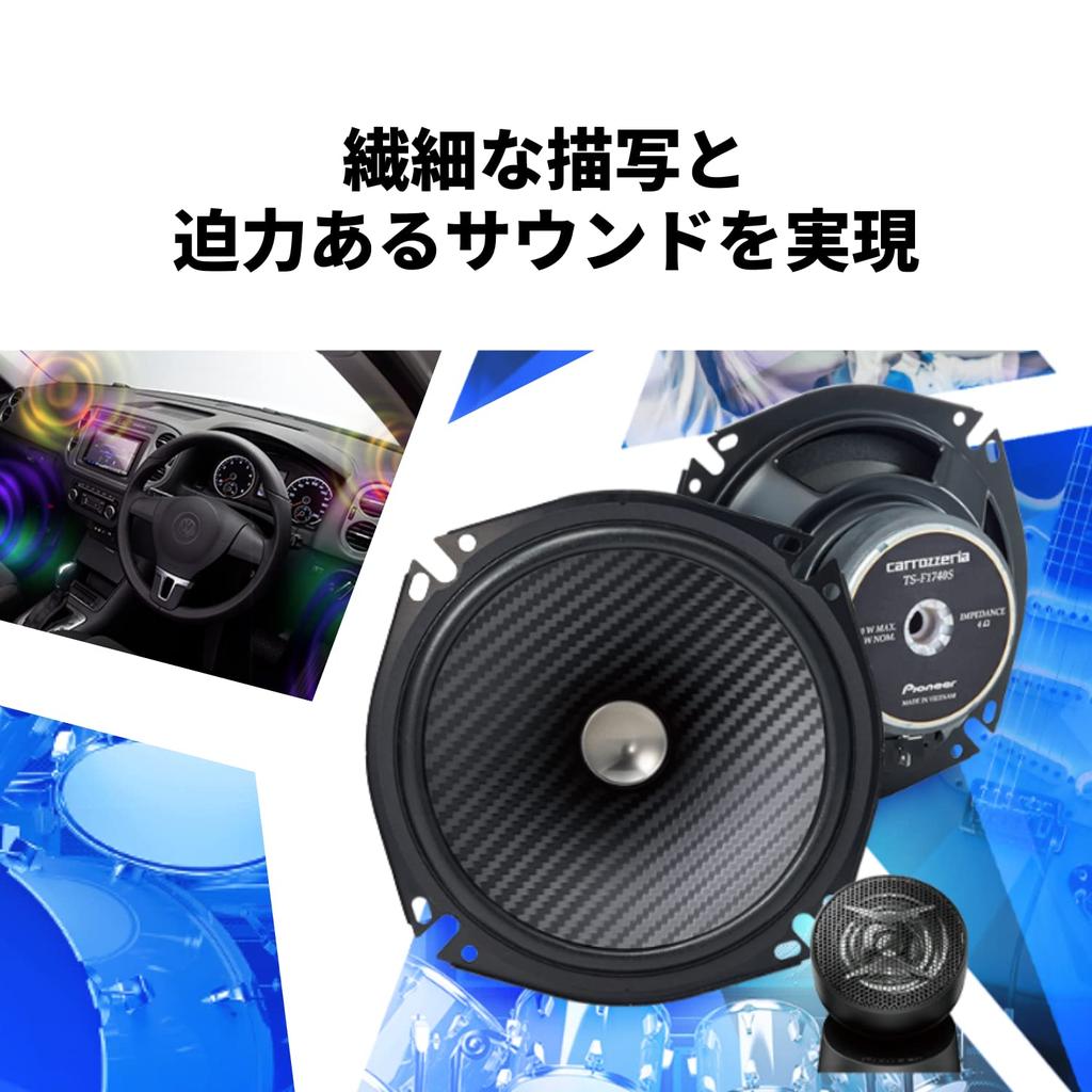 Pioneer TS-F1040S-2 Carrozzeria 3.9-inch (10-cm) Custom-Fit Speakers, Separate 2-Way, High Resolution Compatible