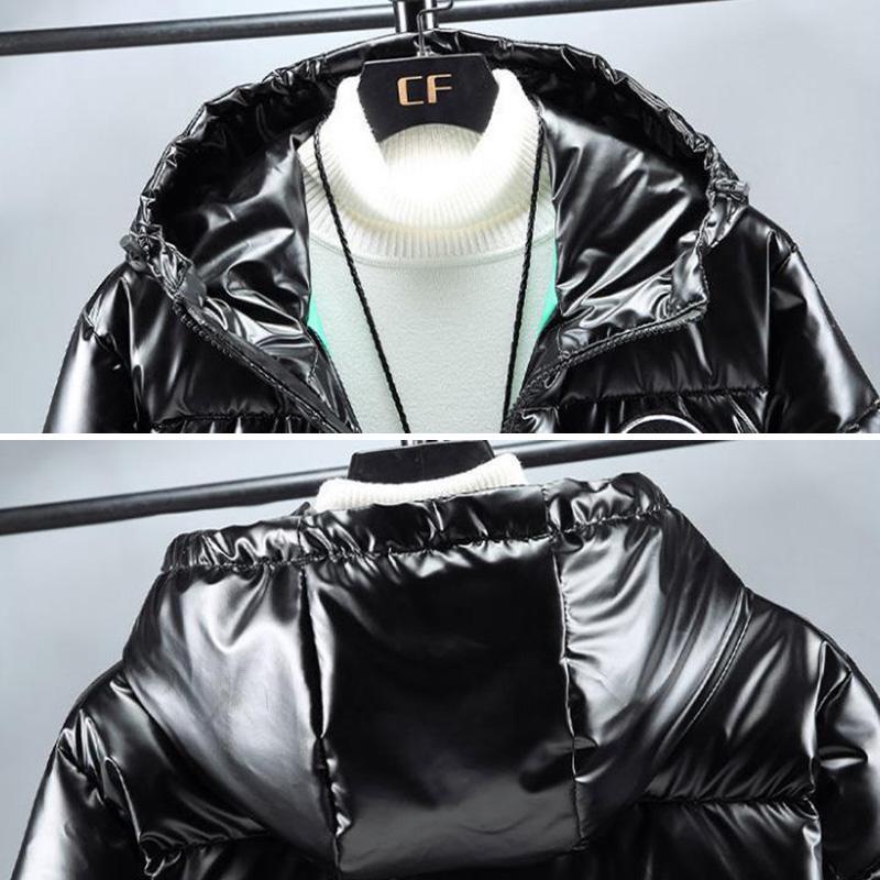 Men's Hooded Down Jacket S Long Winter Plus Velvet Thick Warm Cotton Jacket Men's Loose Casual Top Pure Color All-match Coats Zipper Windbreaker