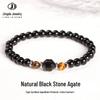 Jinde Jewelry Браслет из бусин черного агата, тигрового глаза и аметиста