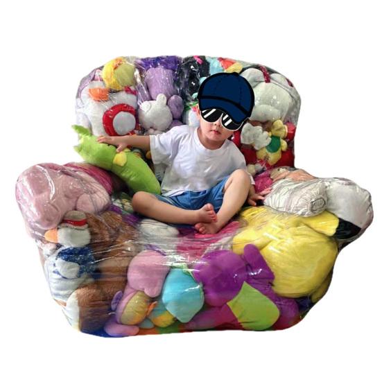 Stuffed Animal Storage Bean Bag Chair Cover Waterproof Clear PVC Extra Large Kids Plush Toy Storage Sofa Nursery Bedroom Dolls Organizing Sofa