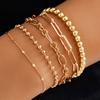 Многослойный набор браслетов из позолоченных бусин, изящный браслет-трубка на эластичной цепочке из бусин, бохо, штабелируемый, модный, с узором для влюбленных, медь