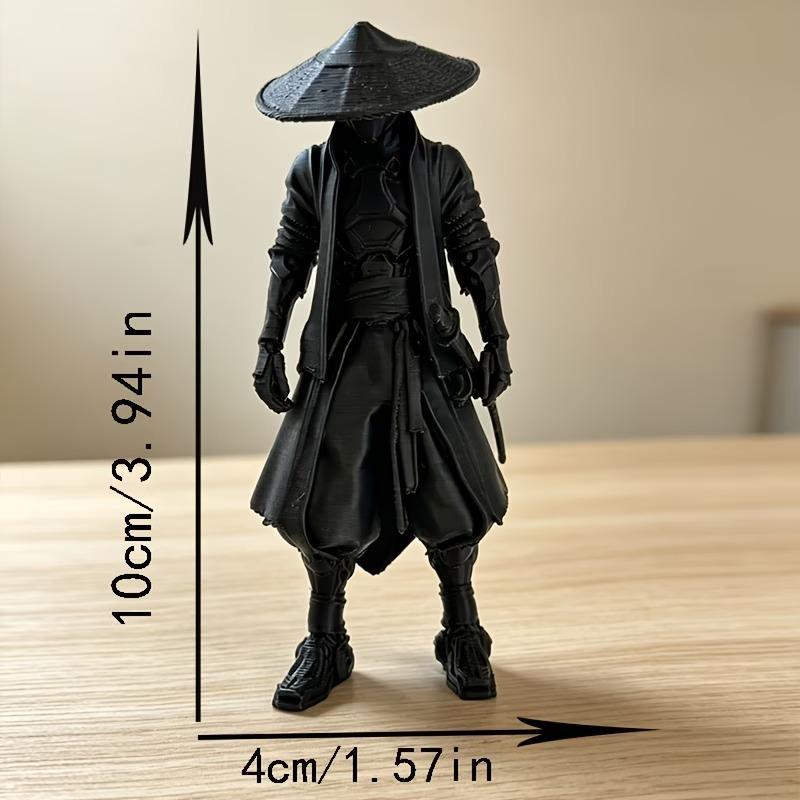 Черная Фигурка Самурая Изысканная 3D-печатная Скульптура Уникальный Подарок для Мужчин Декор для Дома, Офиса, Рабочего Стола