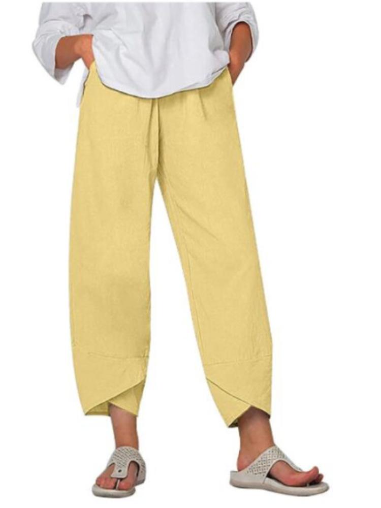 Женские брюки свободного кроя из хлопка и льна, свободные повседневные брюки