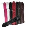 Fashion Lady Solid Color Faux Leather Full Finger Long Arm Gloves Stage Mittens