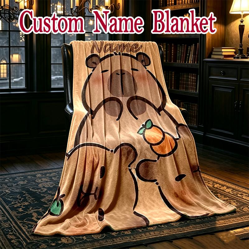 1pc Comfortable Home Print Throw Blanket, Capybara (11) Blanket For Bed and Sofa Use, Special Present For Family