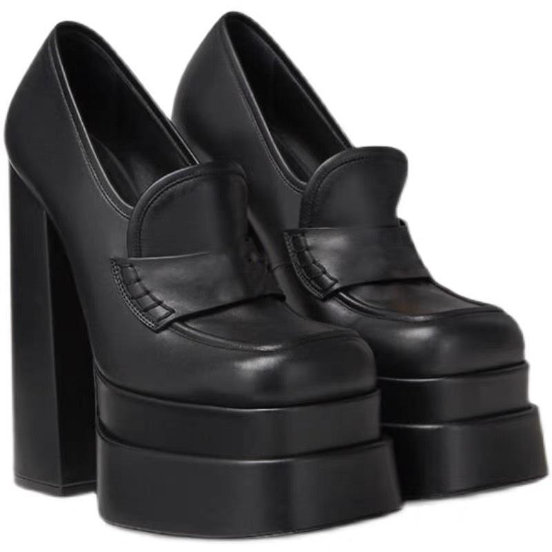 Женские туфли-лодочки на высоком непромокаемом высоком каблуке, туфли на платформе с квадратным носком, женские вечерние вечерние пикантные туфли, большой размер