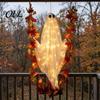 Remote Control LED Ghost Lights Swinging Outdoor Decor, Large Halloween Hanging with Maple Leaf Glowing Gauze Pendant Vine And for Tree, Porch, Yard,