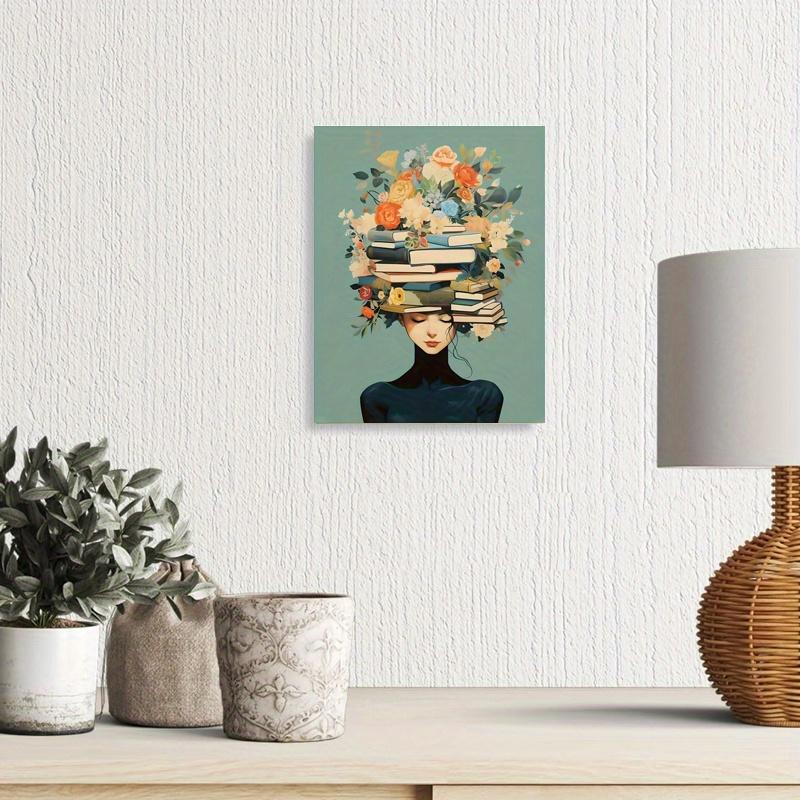 With Frame Chic Girl Reading Book Canvas Art Inspiring Retro Wall Decor for Living Room Bedroom Bathroom and More Perfect Gift Idea