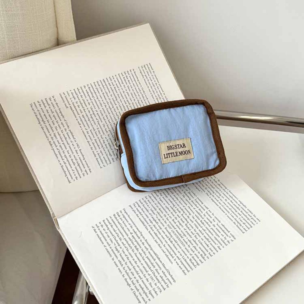 Portable Contrast Color Cosmetic Bag Korean Style Zipper Pouch Solid Color Coin Purse Wallet Lightweight