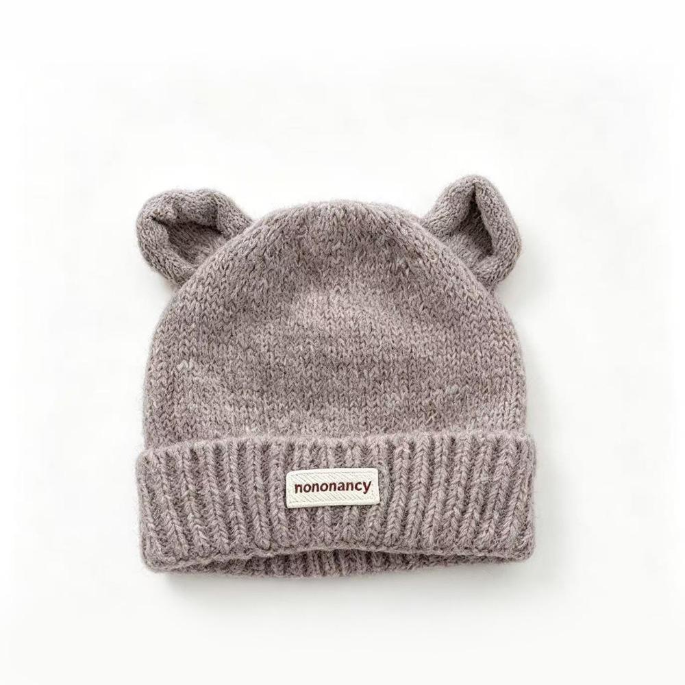 Solid Color Bear Ear Baby Hat Warm Cartoon Baby Cap New Infant Knit Beanie Winter