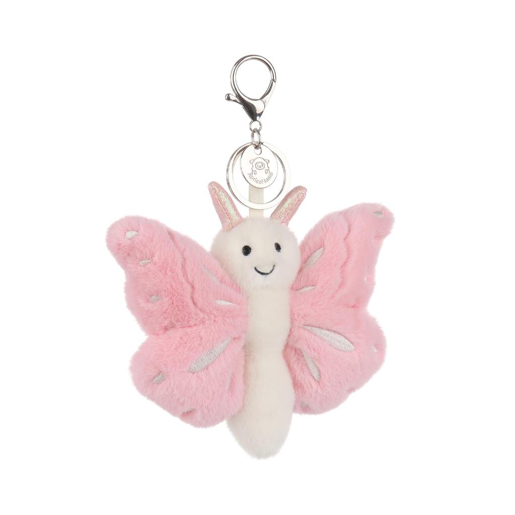 Apricot Lamb Pink Free Butterfly Cute Soft Keychain Plush Perfect for Boys and Fits Kids Backpacks and 13cm Toy, Girls, Purses,